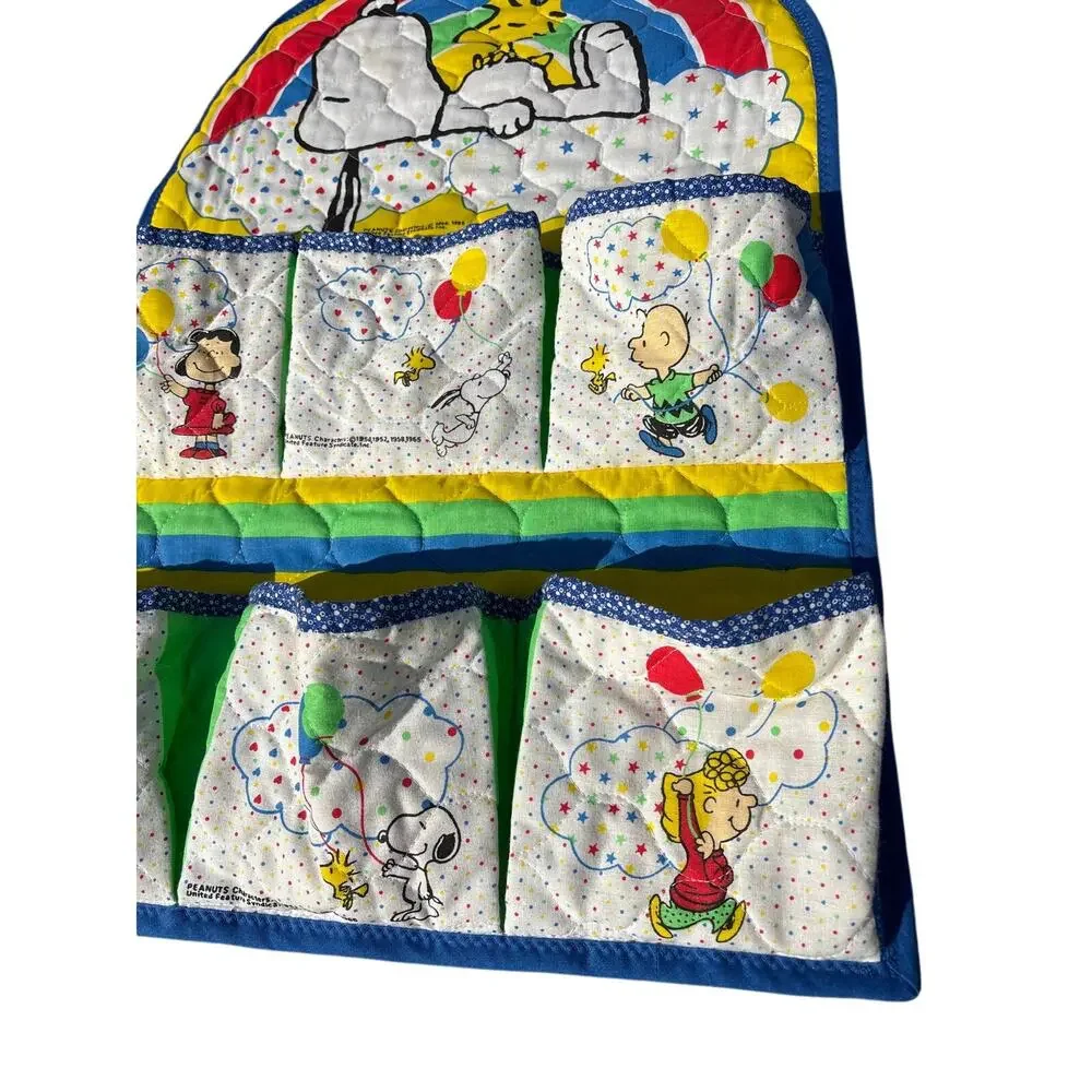 Peanuts Quilted Hanging Organizer in Yellow, Blue, Red, Green